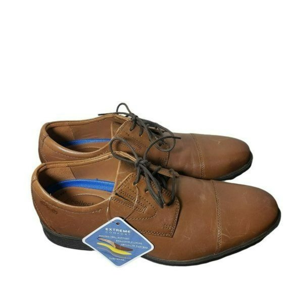 Clarks Mens Dark Tan Leather Whiddon Lace Up Cap Toe Oxford Dress Shoes Size 9 main image 4